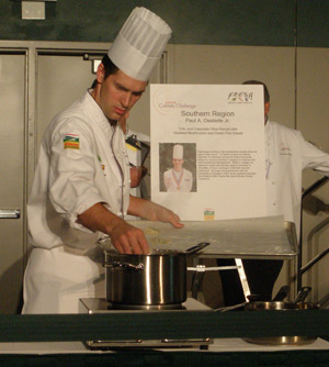 A picture of a chef in a culinary challenge. 