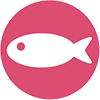 A pink circle with a fish in it.